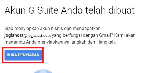 akun g suite telah berhasil dibuat