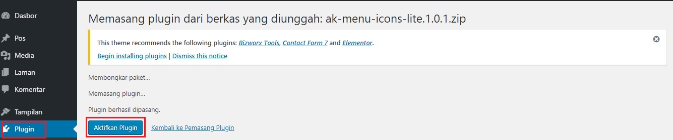 cara mengaktifkan wordpress