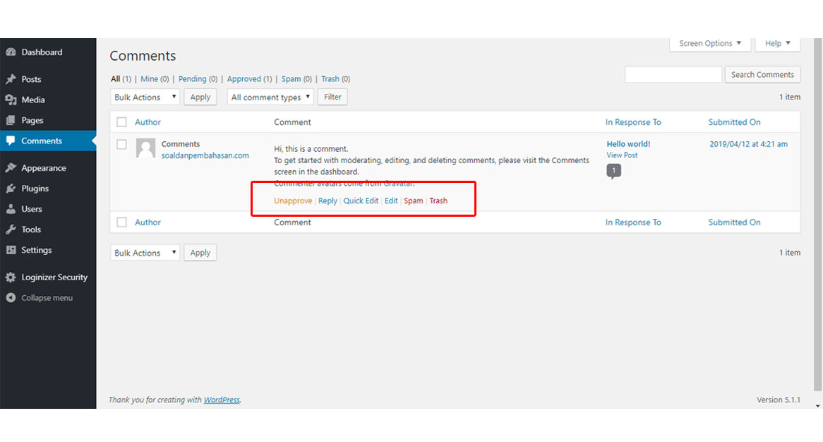 moderasi komentar wordpress